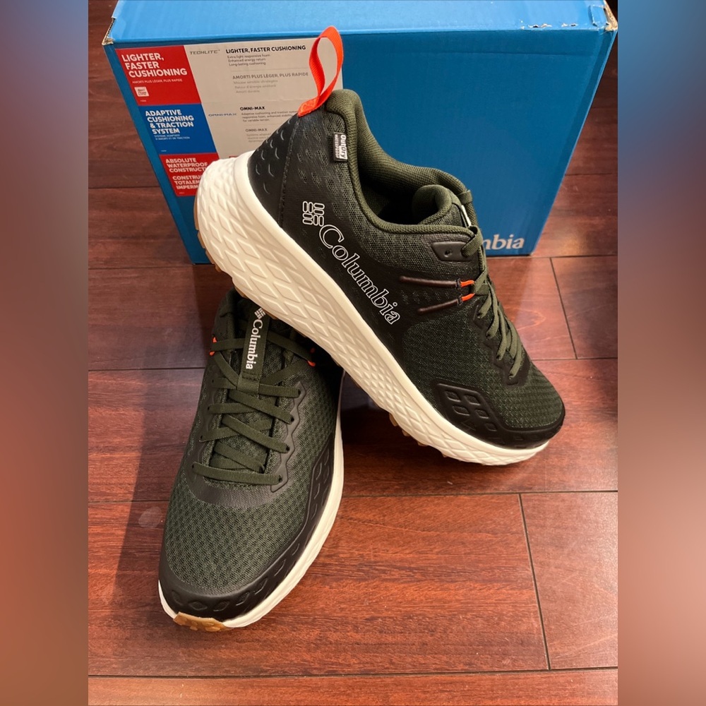 Mens 12 Columbia Konos TRS OutDry Waterproof Shoe Green Black Trail Run Hike New
